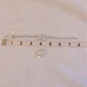 Coach Double Heart Bracelet & Interlocking Heart Ring Sterling Silver Set!